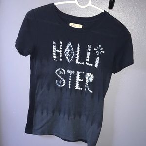 Womens Hollister Navy Blue Dip-Dye Logo Tee